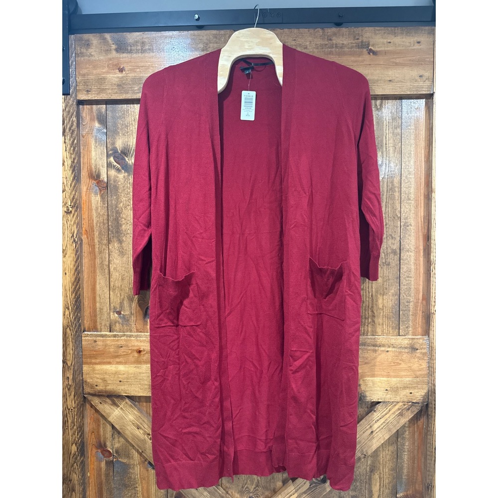 Torrid Rhubarb Red Everyday Soft Duster Open Front Sweater Women Size 2 2X 18-20